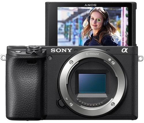 Sony A6400 front with back screen facing forward