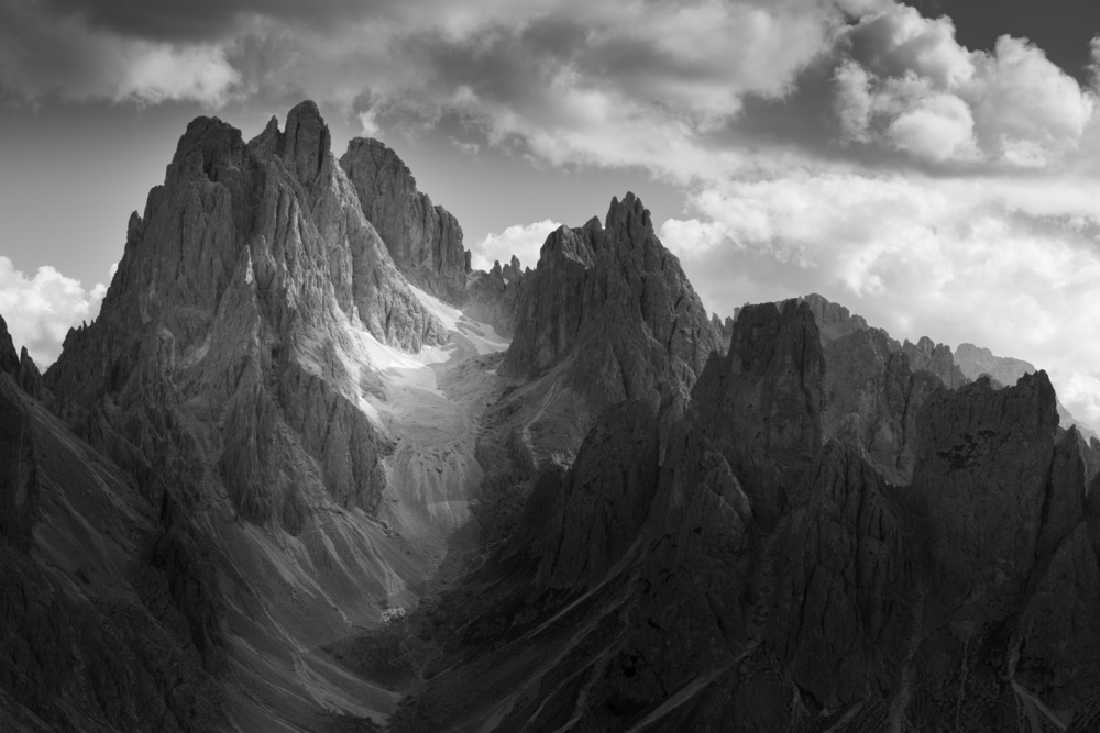 Dramatic light in Dolomites Mountains