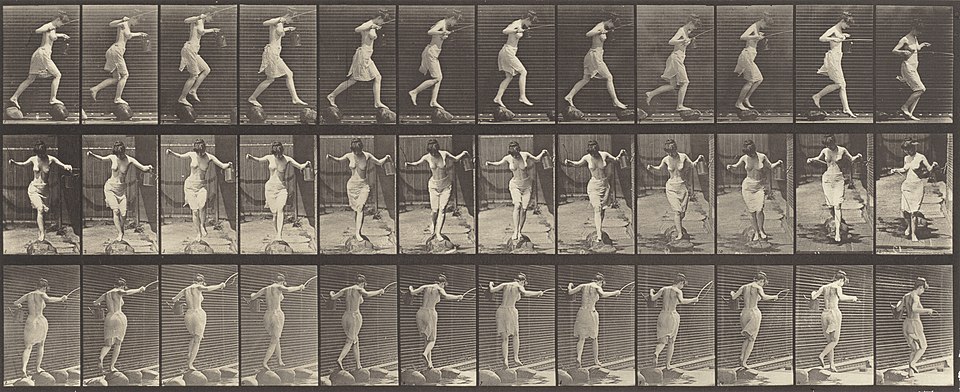 Eadweard Muybridge crossing a brook